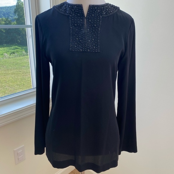 St.John Knits Silk Tunic Top with Beading Size Xsmall - Picture 2 of 7